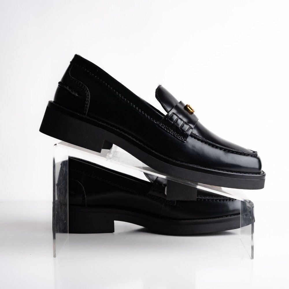 Massimo Dutti Womens Leather Loafers Shoes Black US 8.5 EU 39 NWT 1544/450 - Picture 7 of 8